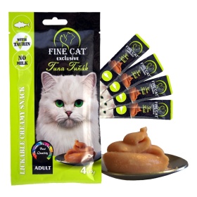 FINE CAT Exclusive TUUNIKALAGA Kreemjas suupiste kassidele .4x15g FINE CAT Exclusive TUUNIKALAGA Kreemjas suupiste kassidele .4x15g