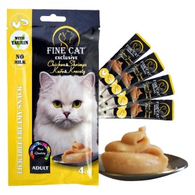 FINE CAT Exclusive KANA JA KREVETI Kreemjas suupiste kassidele .4x15g FINE CAT Exclusive KANA JA KREVETI Kreemjas suupiste kassidele .4x15g