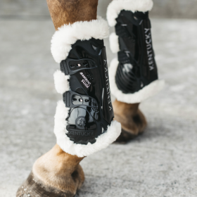 Vegan Sheepskin Tendon Boots bamboo Elastic black