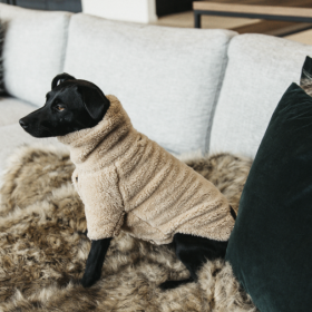 Dog sweater teddy fleece beige