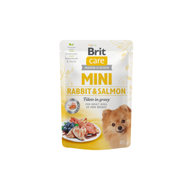 Brit Care  Mini pouch Rabb&Sal fillets in grave 85g 