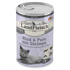 Land Fleisch veise, kalkuni ja krevetiga konserv kassidele 400g