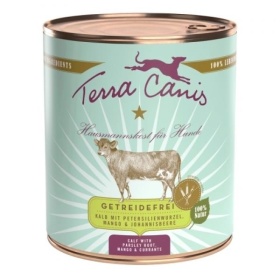 Terra Canis konserv koerale VEISELIHA + PETERSELLI JUUR + MANGO + MUSTSÕSTAR 400g