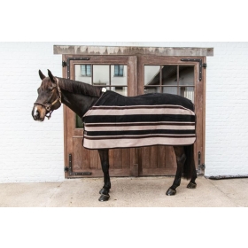Fleece rug 'heavy' stripes brown/beige