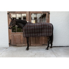 Fleece rug 'heavy' check printing brown 