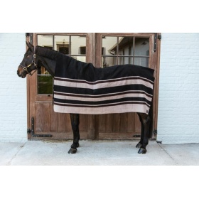 Heavy Fleece rug square stripes brown/beige 210x200cm