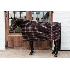 Heavy Fleece rug square check printing brown 210x200cm